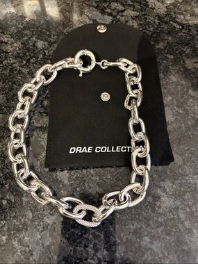 Drae silver plated OVAL LINK PAVE necklace